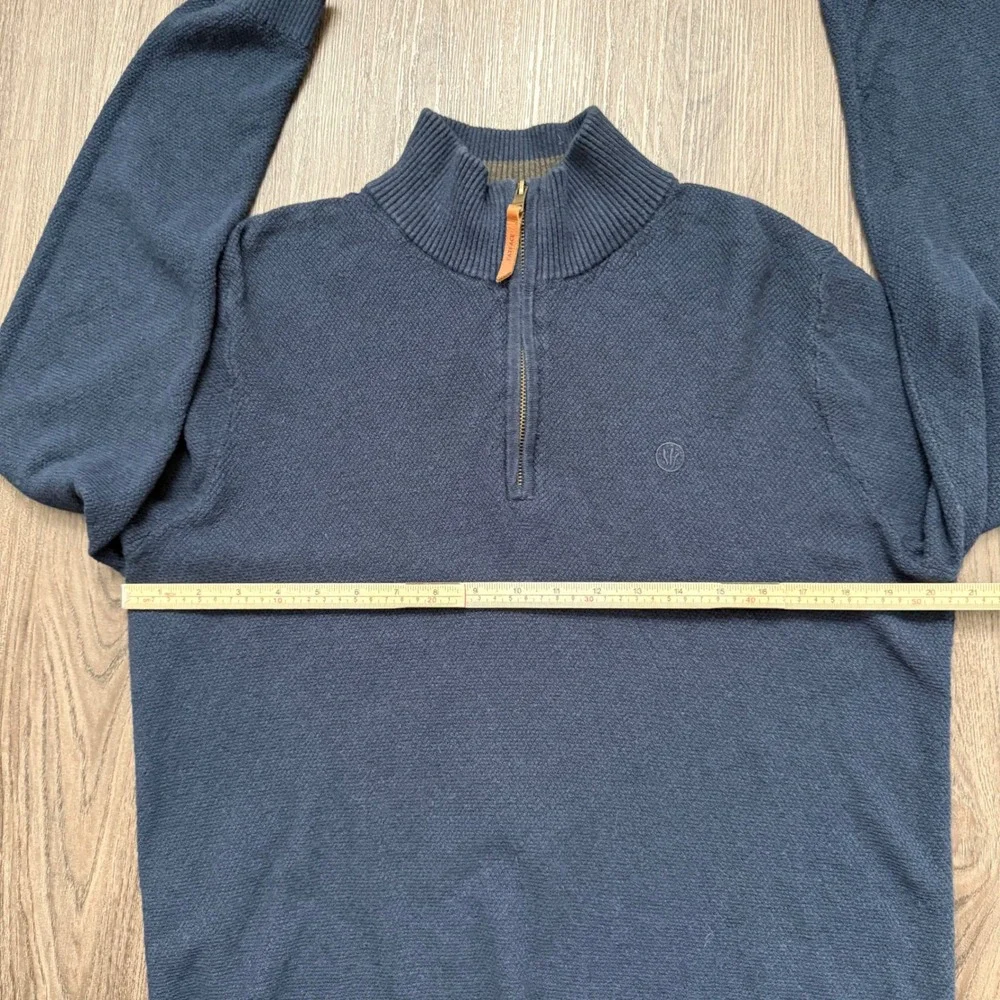 Fat Face Quarter Zip Mock Neck Pullover Sweater, Blue, Large cotton/cashmere